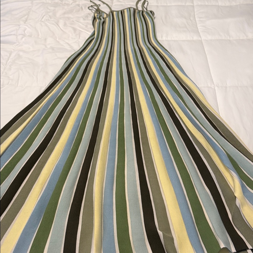Banana republic  Striped Mid Dress size M NEW WITH TAGS Green, Blue, and Yellow - Picture 9 of 10